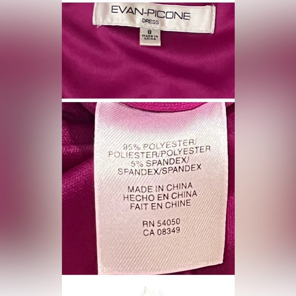 Evan Picone Fuchsia Sleeveless Dress with Side Gather, Size 8 - Picture 5 of 5